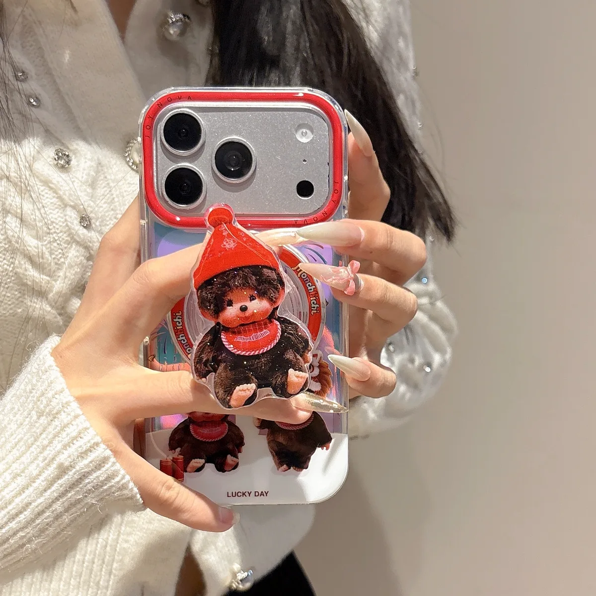 Monchhichi Lucky Day Clear Phone Case for iPhone 17 16 15 14 13 Pro Max — MagSafe